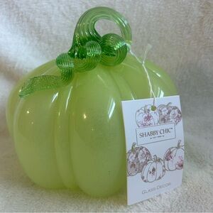 Shabby Chic Lime Green Blown Glass Pumpkin